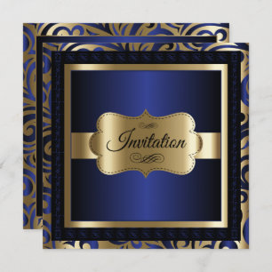 Invitation Modèle du Motif Gold & Blue Swirl