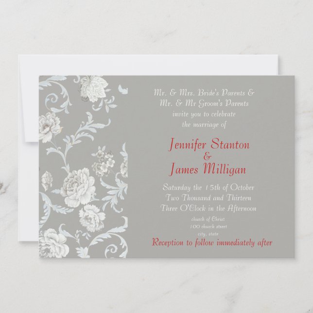 Invitation Modèle floral (Devant)