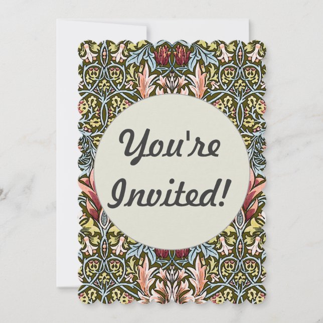 Invitation Modèle floral de tête de serpent de William Morris (Devant)