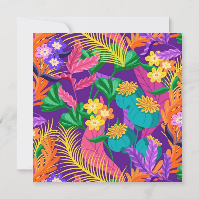 Invitation Modèle floral exotique coloré-23148 (Devant)