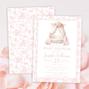 Invitation Modèle floral rose avec baby shower enfant