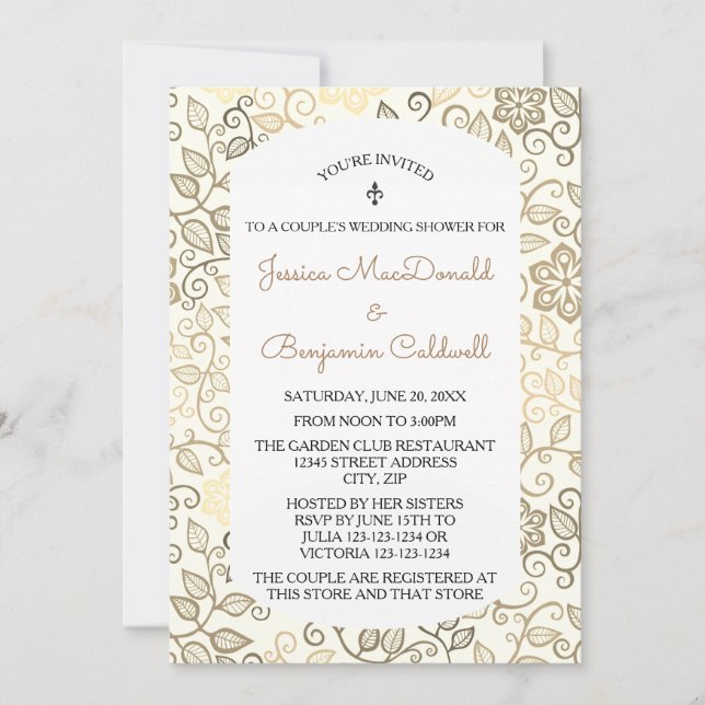 Invitation Modèle floral Sepia-Couples Wedding shower Invitat (Devant)
