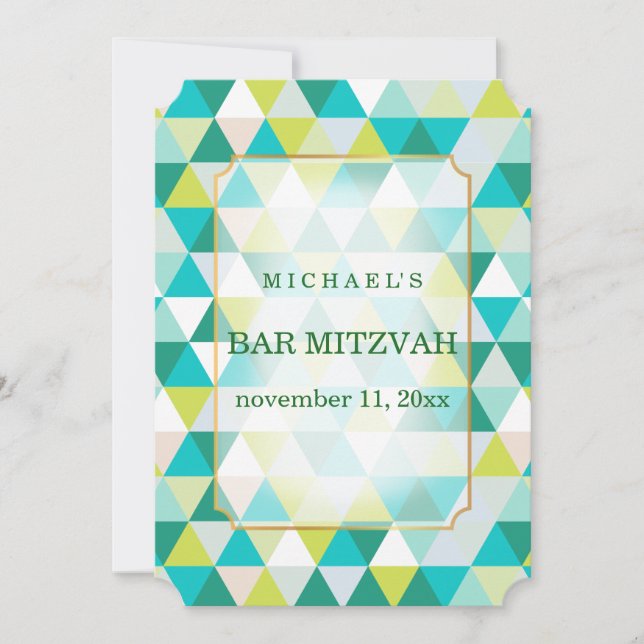 Invitation Modèle géométrique de PixDezines bar-mitsva/vert s (Devant)