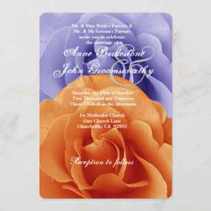 Invitation Modèle Mariage à la flamme orange et à la Rose vio