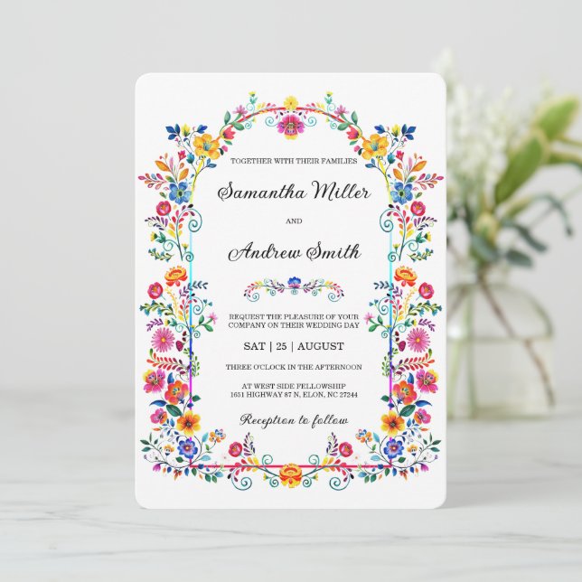 Invitation Modèle Mariage rustique mexicain (Debout devant)