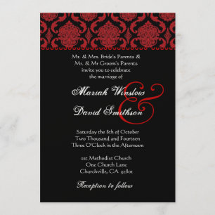 Invitation Modèle métallique blanc noir rouge de mariage