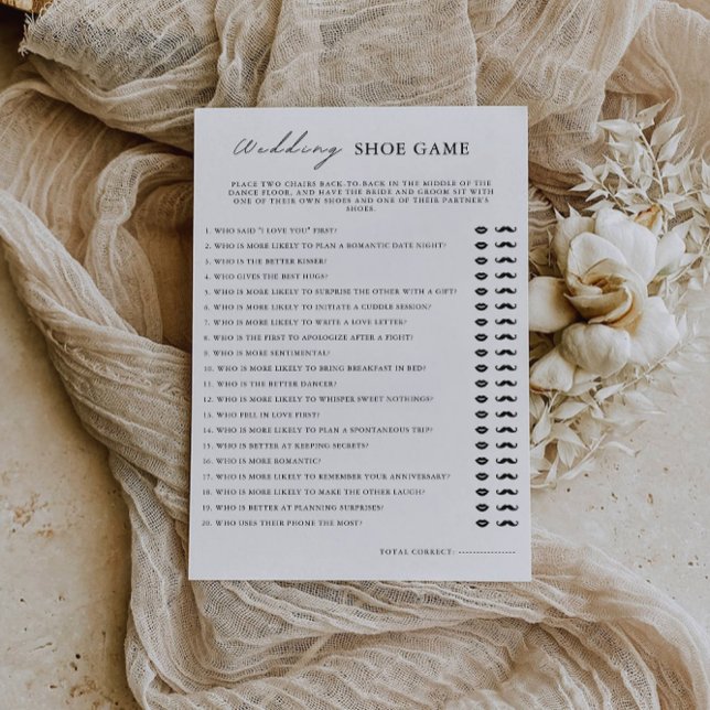 Invitation Modèle minimaliste de jeu de chaussures Mariage, (Minimalist Wedding Shoe Game Template, Invitation)