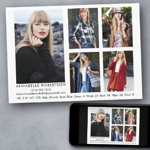 Invitation Modèle moderne et Actor 5 photo Comp Card