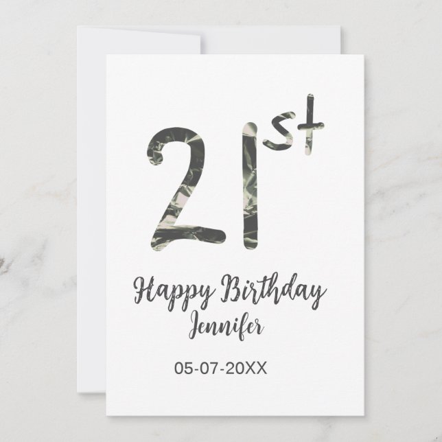 Invitation modèle noir pour 21e anniversaire ajouter nom date (Devant)