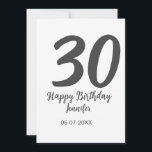 Invitation Modèle noir pour 30e anniversaire avec nom date an<br><div class="desc">conception modifiable</div>