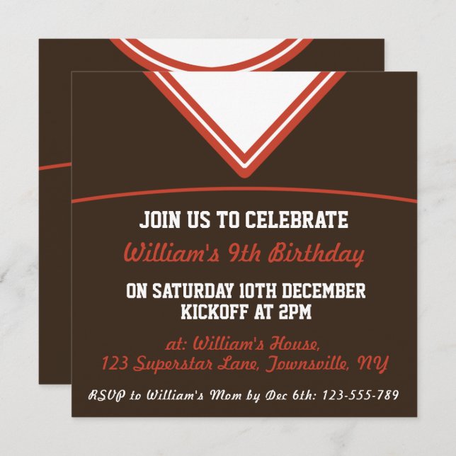 Invitation Modèle orienté d'invitation de partie du Jersey du (Devant / Derrière)