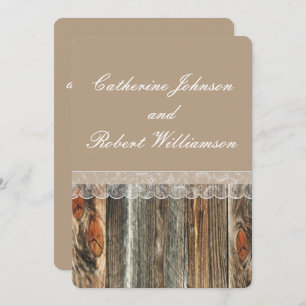 Invitation Modèle personnalisé Mariage campagnard en bois et 