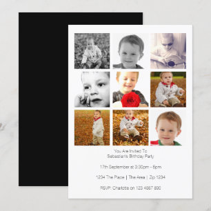 Invitation Modèle personnalisé multi-usage avec neuf photos