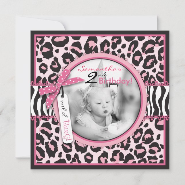 Invitation Modèle photo Cheetah Print & Cupcake Anniversaire (Devant)