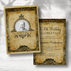 Invitation Modèle photo d'anniversaire personnalisé Retro Vin