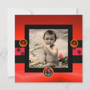 Invitation MODÈLE PHOTO de monogramme BLACK ROUGE