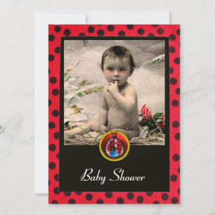 Invitation MODÈLE PHOTO de monogramme BLACK ROUGE