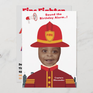 Invitation Modèle photo des enfants pompiers Anniversaire