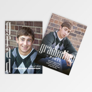 Invitation Modèle photo diplômé Typographie moderne Gras