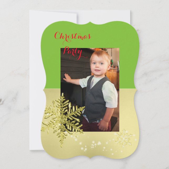 Invitation Modèle photo Gold Snowflake (Devant)