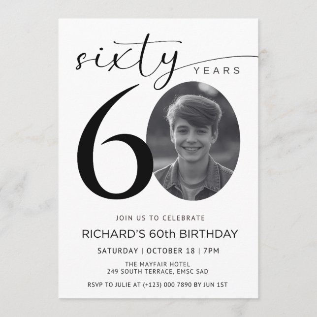 Invitation modèle pour 60e anniversaire, Collage d (Devant)