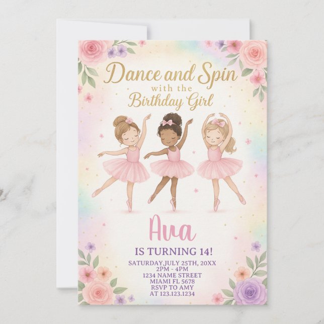 Invitation Modèle Princesse de ballet sur mesure (Devant)