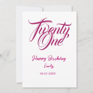 Invitation modèle rose pour 21e anniversaire avec nom date an