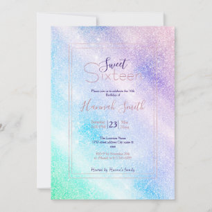 Invitation Modèle vitreux ombre Blue Purple Glitter