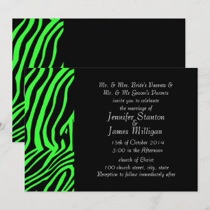 Invitation Modèle zèbre vert néon couleur
