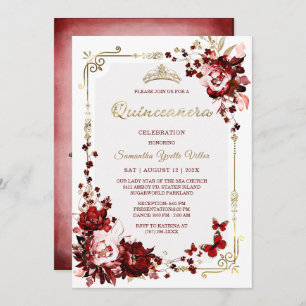 Invitation Modèles de la Bourgogne et de la Quinceanera d'or