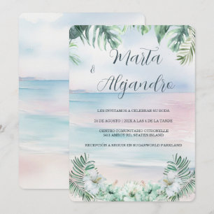 Invitation Modèles de mariage tropicaux à l'aquarelle
