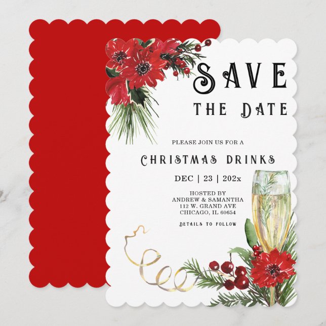 Invitation Modèles de Save The Date Fête de Noël (Devant / Derrière)