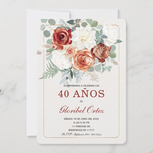 Invitation Modèles d'invitations d'anniversaire ESPAGNOLS rus (Devant)