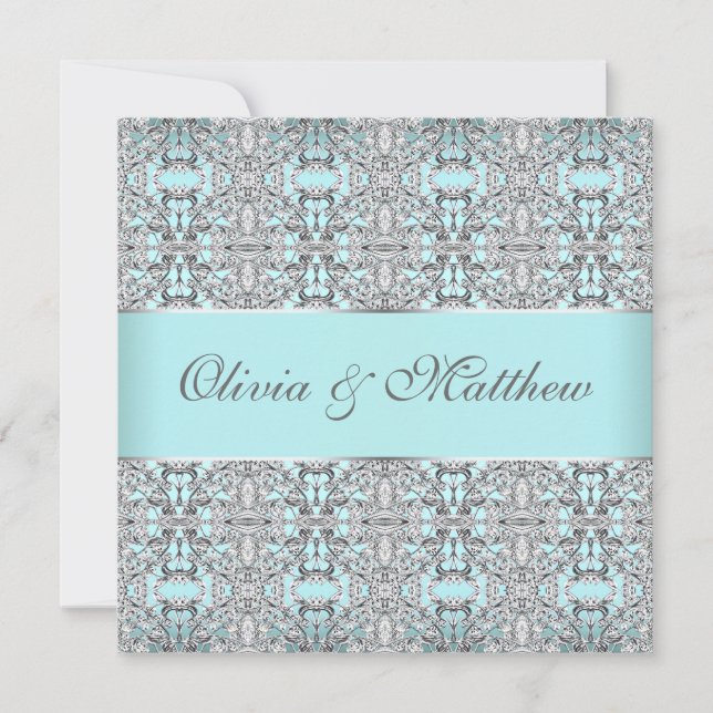 Invitation Modèles turquoises en argent bleu (Devant)