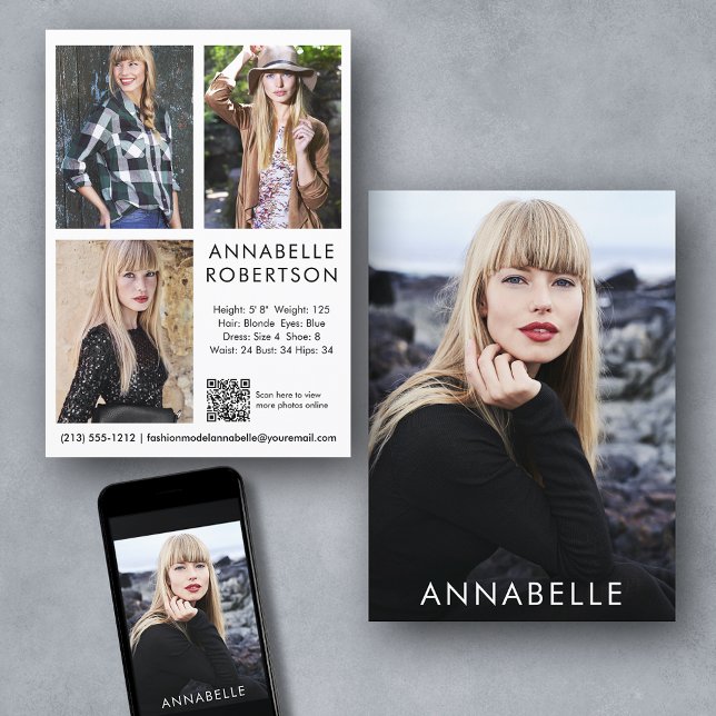 Invitation Modélisation moderne 4 Photo QR Code Modèle Comp C (Customize to change background color, text size or text style. Available for prints and download.)