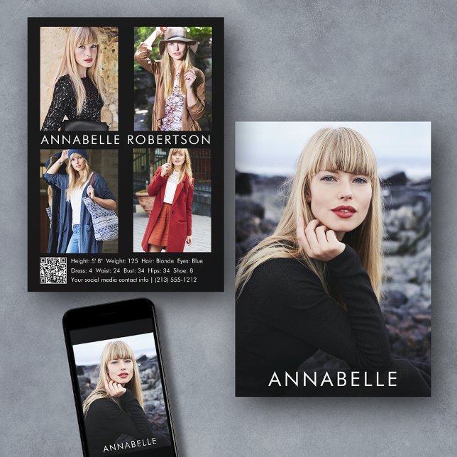 Invitation Modélisation moderne 5 modèle photo QR Code Comp C (Customize to change background color, text size or text style. Available for prints and download.)