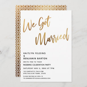 Invitation Moden Nous Avons Marié Gold Handwriting Réception
