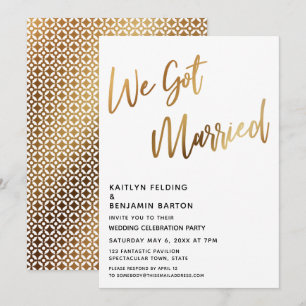 Invitation Moden We Got Married Or Réception De Mariage à L'e