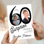 Invitation Modern 2 photo black and white 60th Birthday Party<br><div class="desc">Trendy bold typography women's 60th birthday surprise party invitation with 2 photos then and now and modern white and black design in retro style script. Easy to personalize with your text and pictures.     Digital download available, </div>