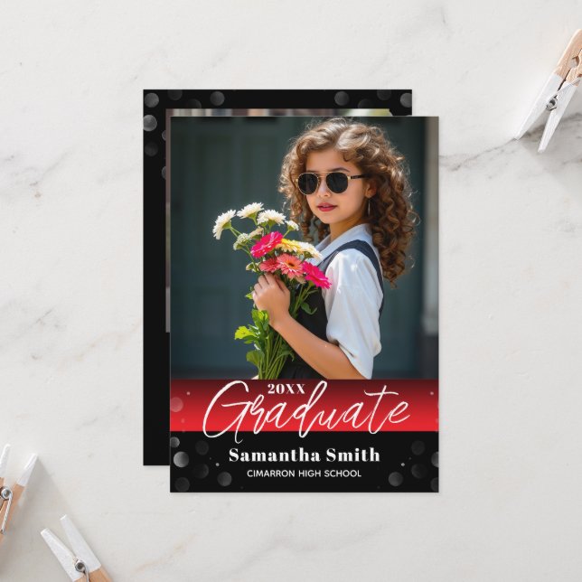 Invitation Modern 2 Photo Graduation Senior Photo Grad Invite (Devant/Arrière en situation)