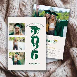 Invitation Modern 4 Photo Class of 2026 Graduation Party