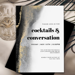 Invitation Modern Abstract Cocktails and Conversation Party