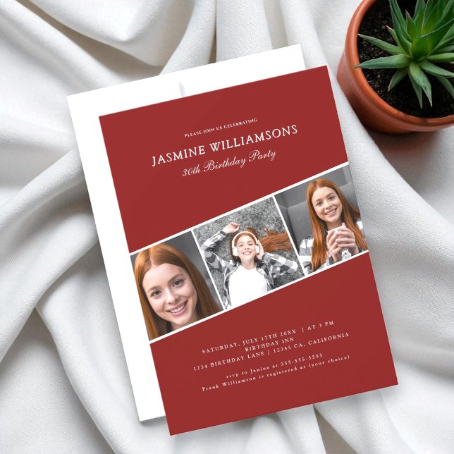 Invitation  Modern  adult photo collage  birthday party (Créateur téléchargé)