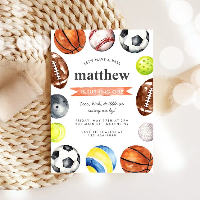 Invitation Modern All Star Sports Balls Team Kid Boy Birthday (Créateur téléchargé)