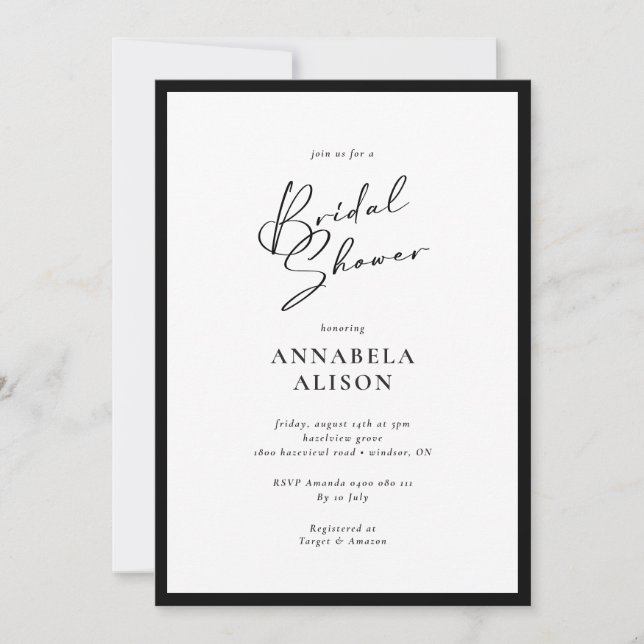 Invitation Modern and Elegant Frame Bridal Shower (Devant)