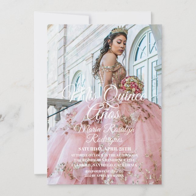 Invitation Modern and Elegant Quinceañera Photo (Devant)