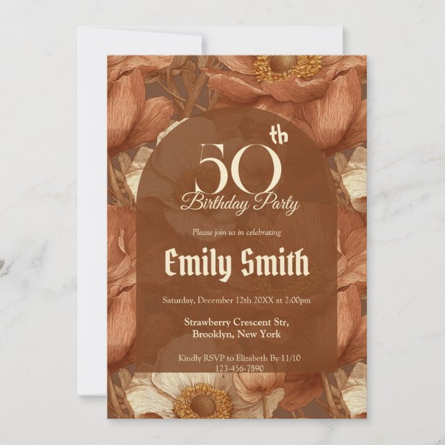 Invitation Modern Anemones Themed Birthday Celebration (Devant)