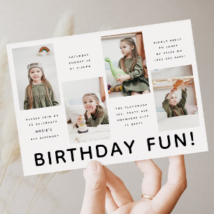 Invitation Modern Any Age 4x Photo Anniversaire