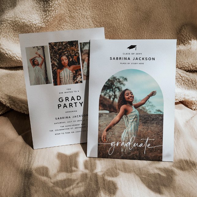 Invitation Modern Arch Photo Graduation Party (Créateur téléchargé)