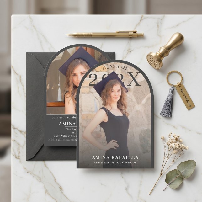 Invitation Modern Arch Photo Minimalist Graduation | PhotoPop (Modern Arch Photo Minimalist Graduation | PhotoPop Invitation)
